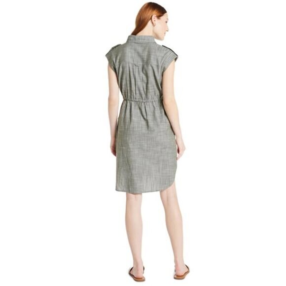 Women's Short Sleeve Utility Shirt Dress - Picture 2 of 4